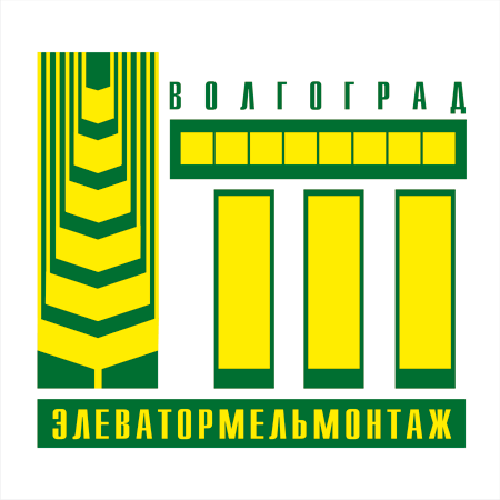 Ребрэндинг знака для фирмы "Элеватормельмонтаж" стилизованное изображение элеватора, пшеничного колоска и название организации