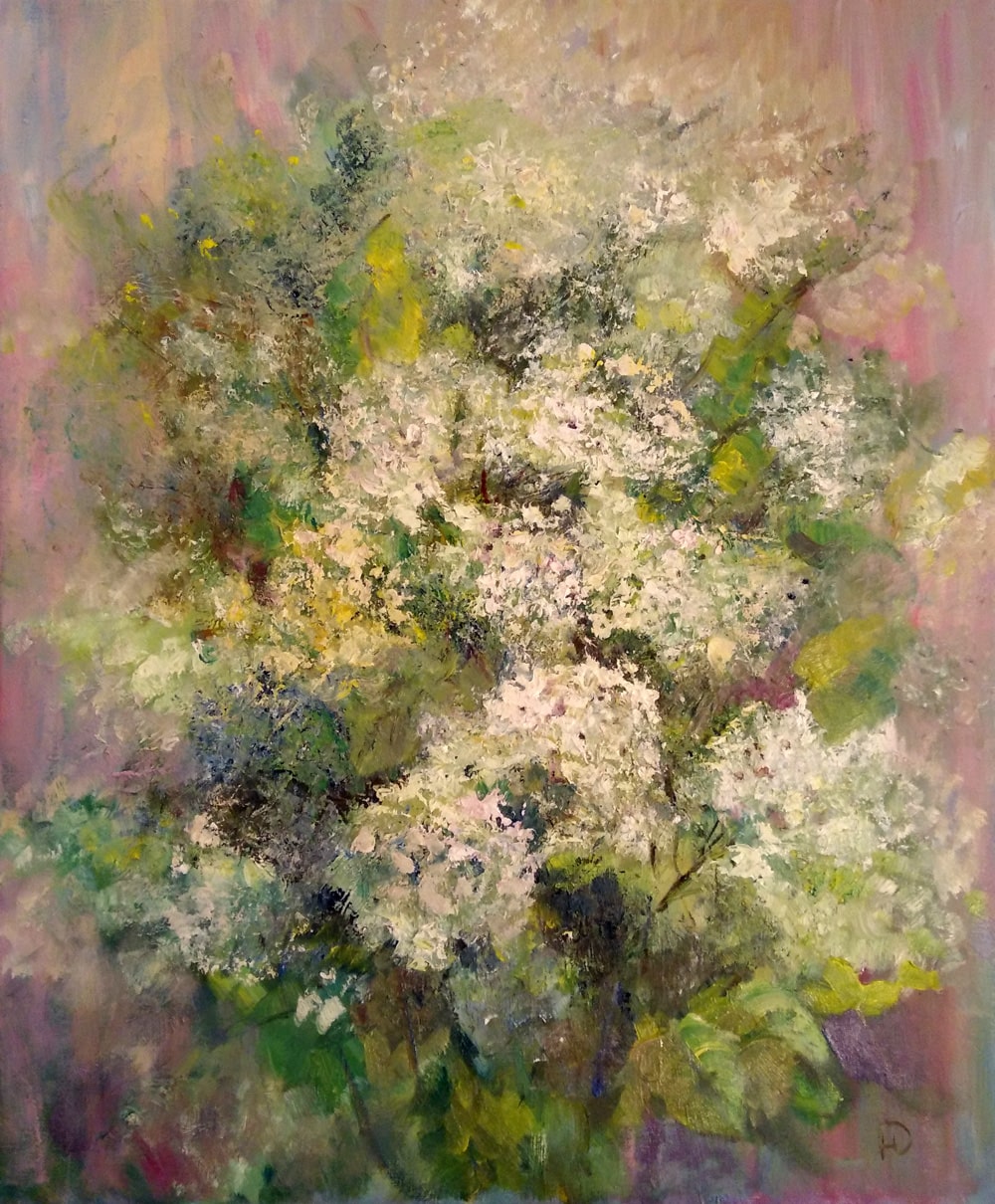Картина маслом "Гортензия" ароматные цветы гортензии в стиле импрессионизм