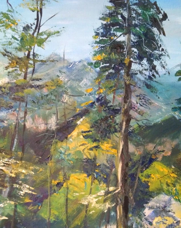 Фрагмент картины " Сосны в горах"