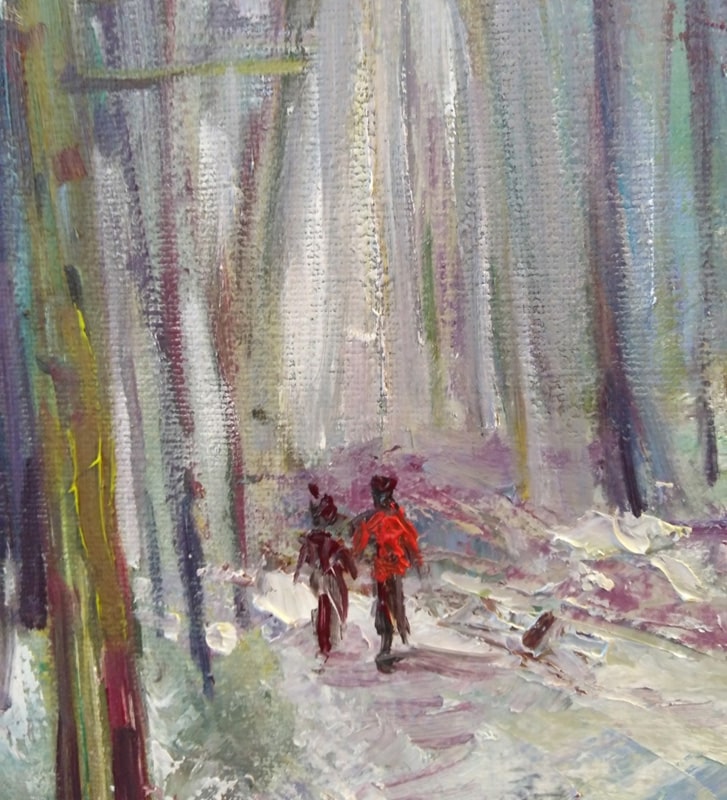 Фрагмент картины "Зимний лес"