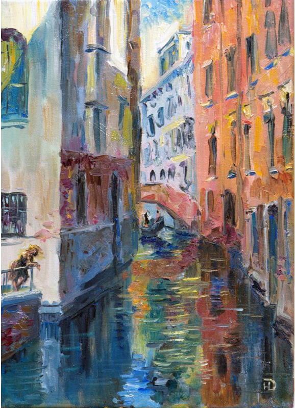 Картина маслом "Живая улочка" путешествие по Италии
