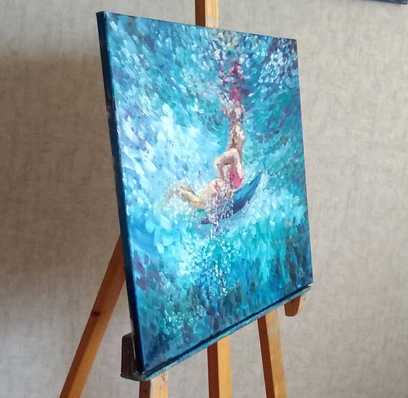 Картина "Голубая мечта" на молберте