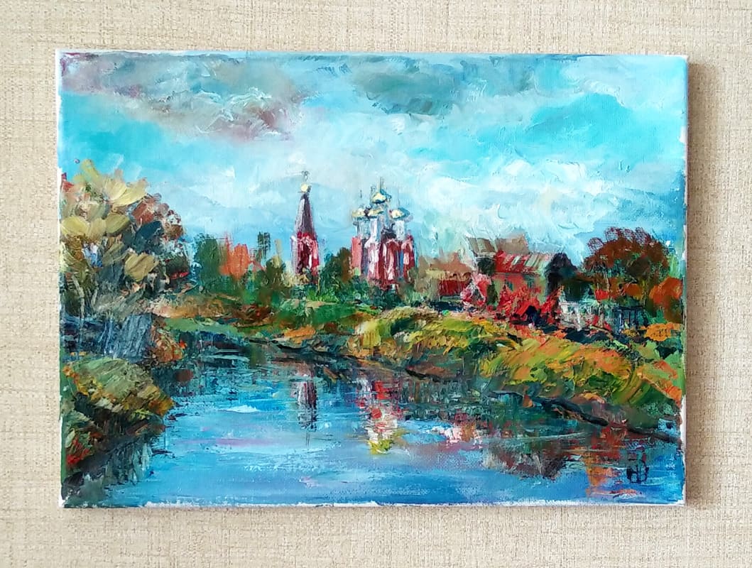 Картина на холсте масляными красками"Новоаннинский храм"