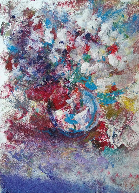 Абстрактное изображение букета цветов в холодной  гамме