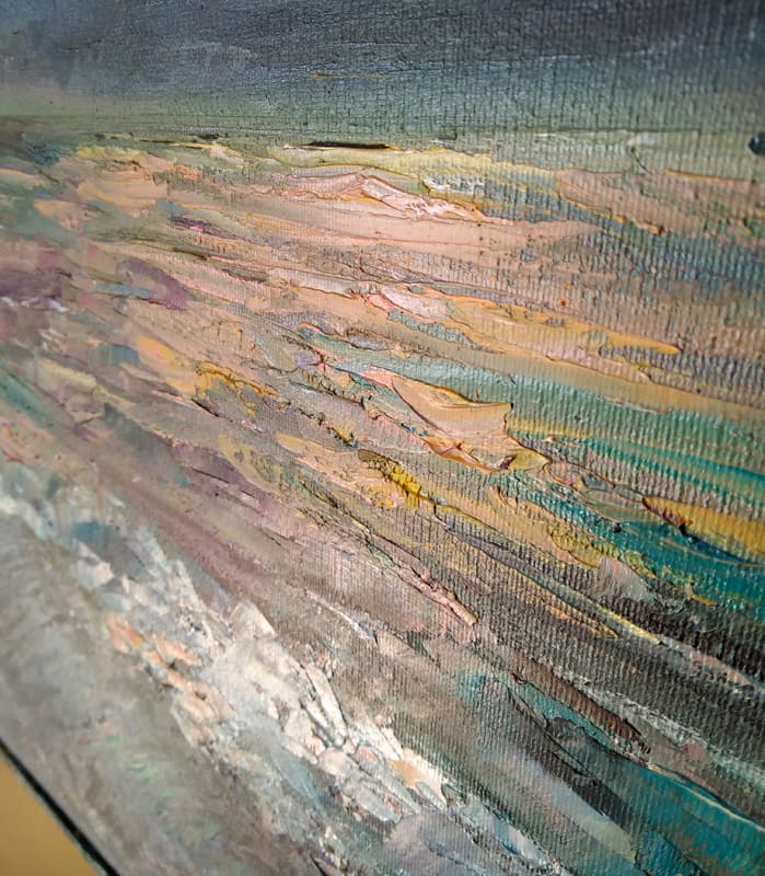 Увеличенный фрагмент под наклоном картины "Морской закат"