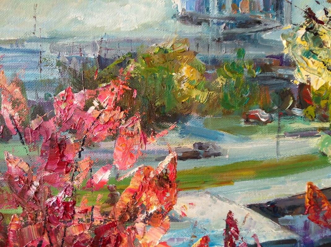 Увеличенный фрагмент картины "Осенний Волгоград"