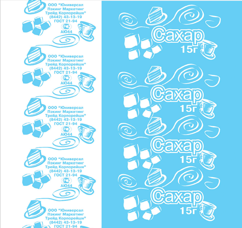 Дизайн макет   для порционных пакетиков для сахара.