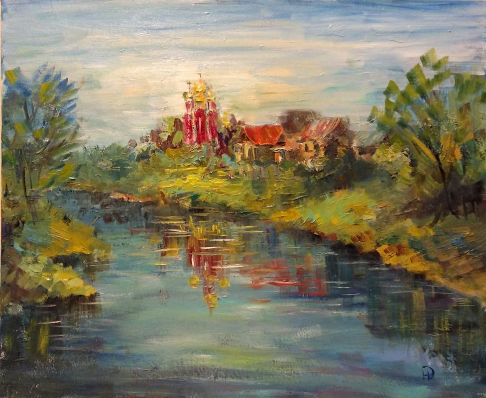 Пейзаж с изображением собора в г Новоаннинский Волгоградской области