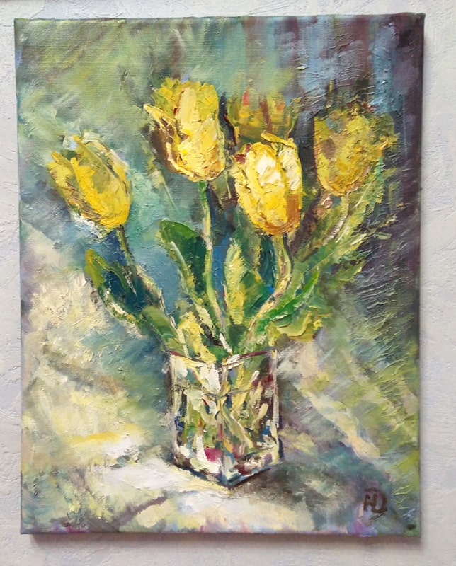 Живописные цветы "Солнечные тюльпаны "