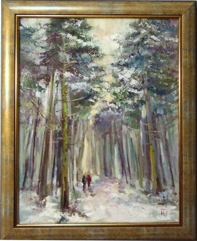 Картина "Зимний лес" в раме