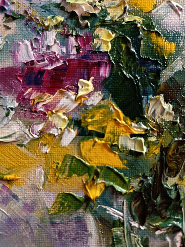 Увеличенный фрагмент картины маслом "Солнечная весна"