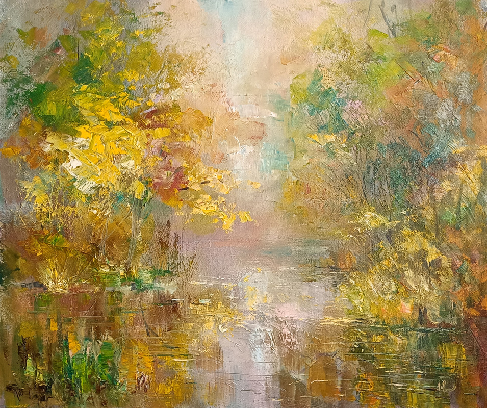 Картина маслом с живописным пейзажем "Осенняя мечта"