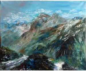 Впечатления от посещения Эльбруса картина "Мои горы"  художника Нины Дивинской.