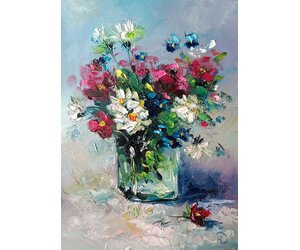 Картина маслом "Красочный момент" с букетом цветов художницы Нины Дивинской