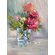 Картина маслом "Знак внимания" с ярким букетиком цветов в прозрачной вазе художника Нины Дивинской